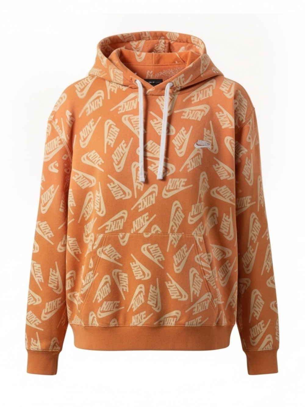 Nike Orange All-Over Logo Pullover Hoodie XL